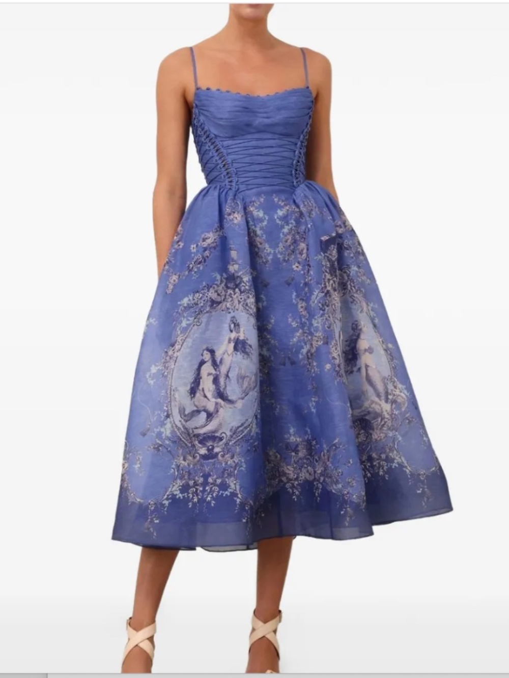 Zimmermann Rebellion Mermaid lace-up floral-print midi dress Sz 2 MSRP $2268.